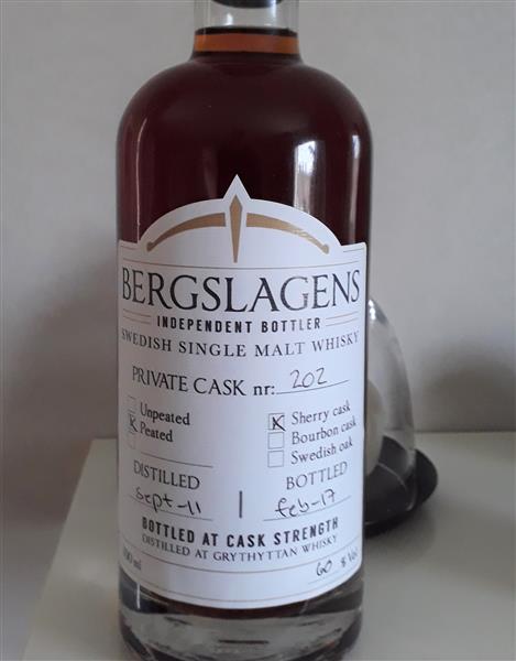 Bergslagens Private Cask (nr 202), Peated Sherry 60%