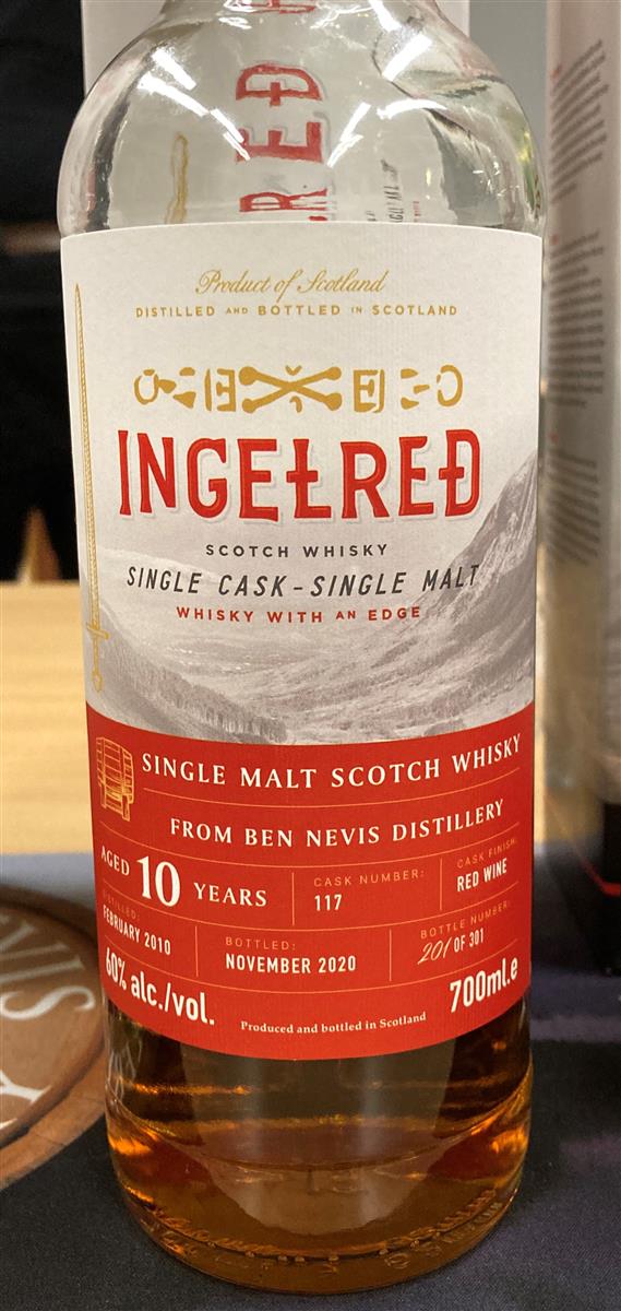 Ingelred Ben Nevis Ben Nevis Wine Cask #117 10 Years, 2010 60%